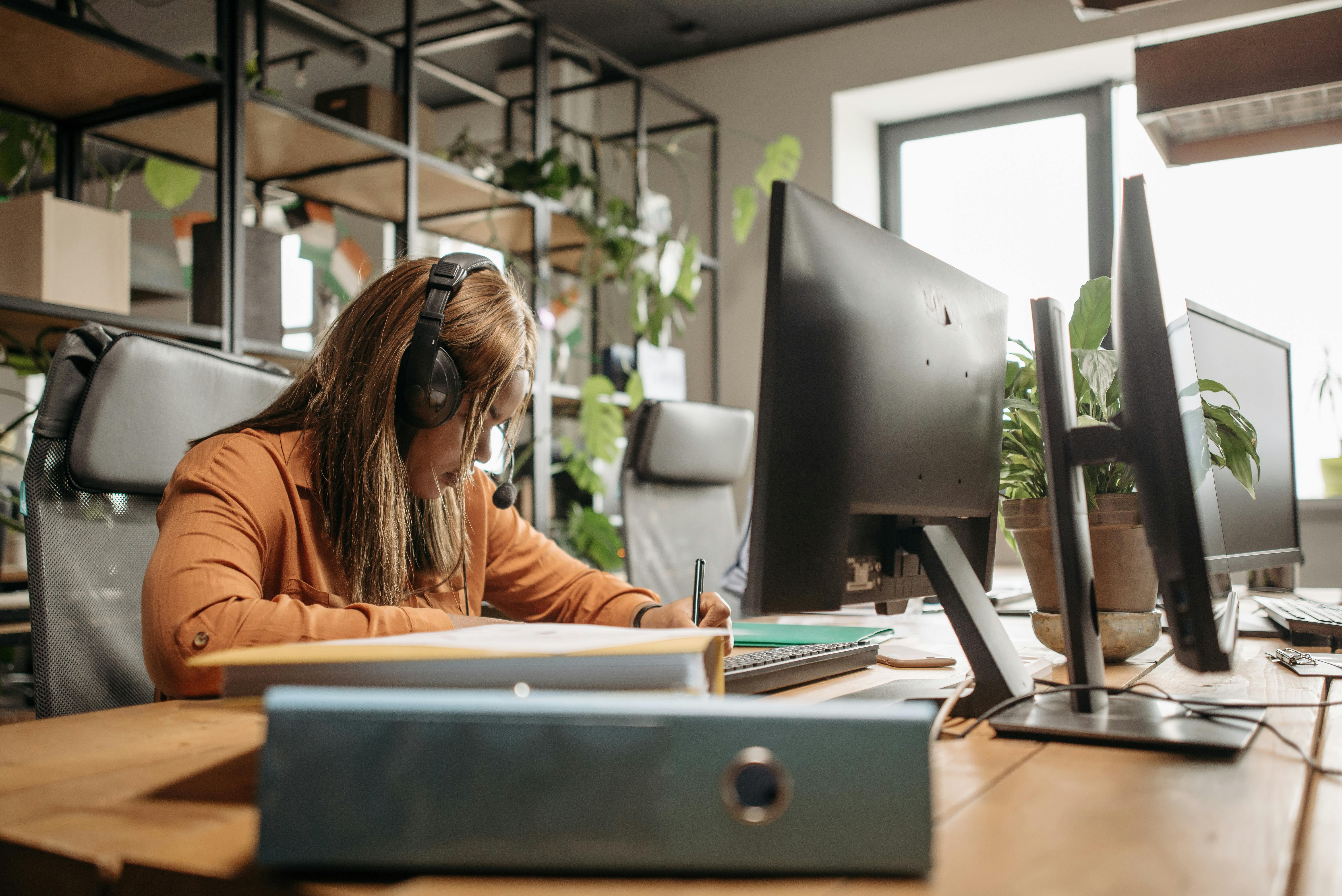 Person in focused work environment